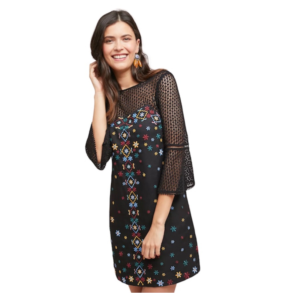 NWT Anthro "Maud Embroidered Shift Dress", sz 16